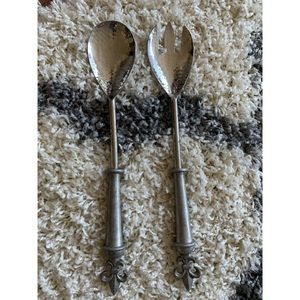 Silver salad fork and spoon